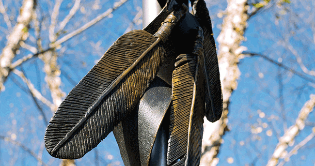 Native American Heritage Month feather sculpture
