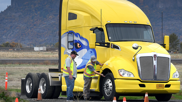 commercial truck driving class with RCC branded semi-truck