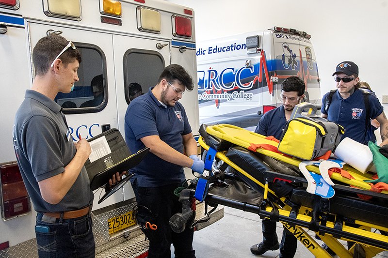 ems students with ambulance