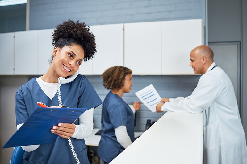 medical assistant on phone