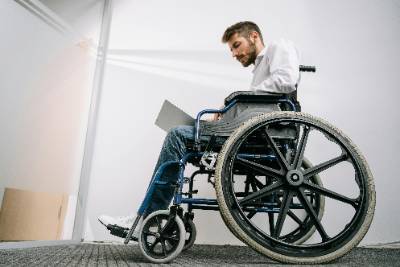 student in a wheel chair