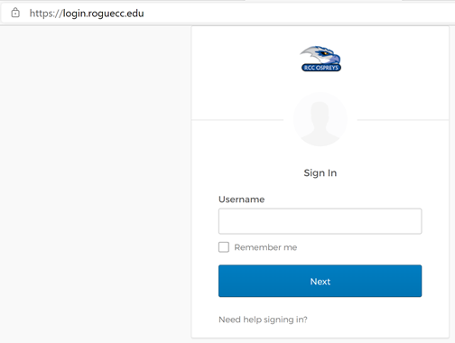 Image of login screen
