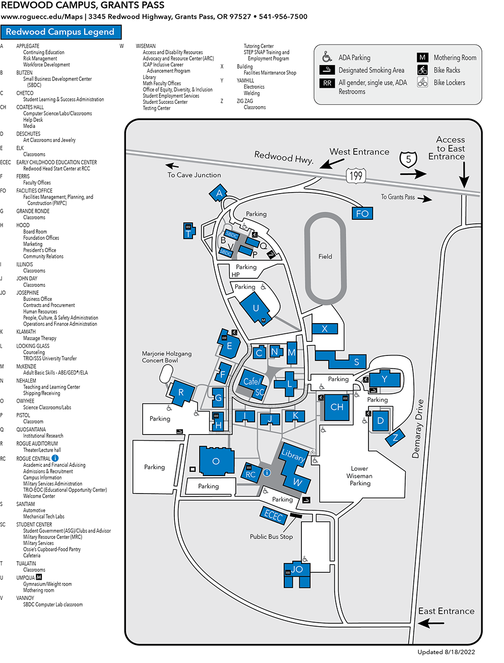 RCC Grants Pass Redwood Campus Map