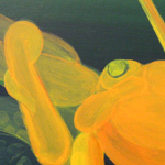 closeup of yellow bug painting