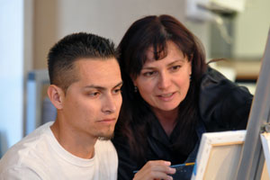 RCC instructor working with student