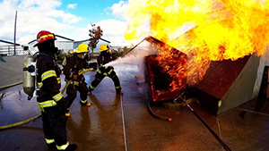 Fire Fighter Academy in action fighting a fire