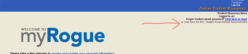 RCC email from within myRogue