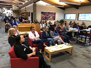 participants at the master plan forum breakfast at Redwood campus library