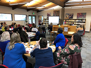 participants at the master plan forum breakfast at Redwood campus library