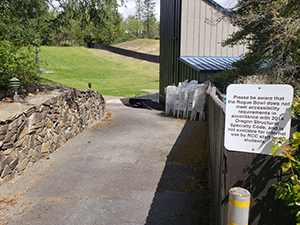 ADA notice at entrance of bowl