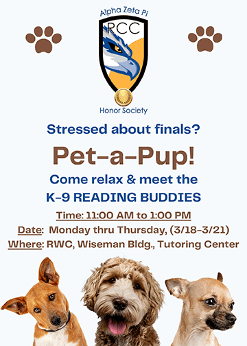 pet a pup event to relieve finals stress