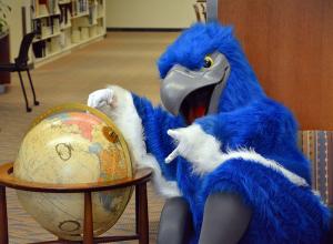Ossie at the riverside library at RCC