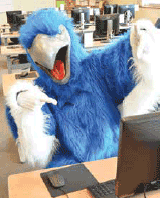 Ossie T. Osprey taking a computer class at RCC